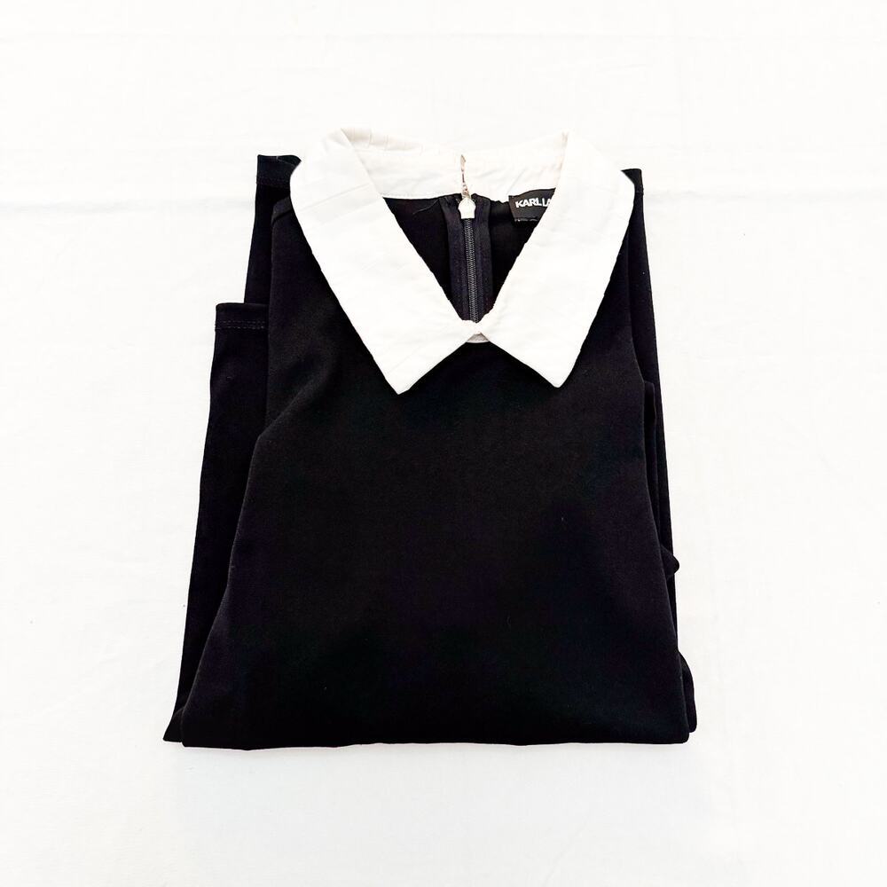 Karl Lagerfeld Paris White Collar Long Sleeve Cutout Blouse Size M